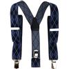 TigerTie Bretelle unisex a Y con 3 clip, molto robuste, a quadretti colorati, prodotto di alta qualità, da 35 mm di larghezza, blu marino, blu scuro, grigio, Taglia unica