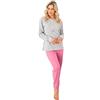 Generico De Fonseca e coconuda Pigiama Donna Caldo Cotone 100% Set Pigiama Donna Cotone Lungo con Pantalone Pigiama Donna Lungo Comodi Pigiami Donna Due Pezzi Homewear Donna Inverno (XL, DEFONSECA 609 ROSA)