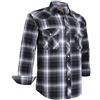 Dctop Camicia da uomo a maniche lunghe, con bottoni a pressione, tinta unita, vestibilità normale, per il tempo libero, da lavoro, da stirare, Grigio Nero #9, XL