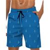 MARZXIN Costume da bagno da uomo, ad asciugatura rapida, con fodera in rete, pantaloncini lunghi da spiaggia, traspiranti, per ragazzi e beach volley, surf, S-3XL, Ancora Blu, XL