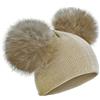 Cozylkx Cappello con Pompon Doppio in Pelliccia Sintetica per Bambini, Berretto Lavorato a Maglia, per Ragazze da 0 a 5 Anni