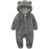 Alunsito -Tuta in Pile per Bambino e Neonato Indumenti da Notte con Orecchie di Orsetto di Peluche con Cappuccio -Body a Maniche Lunghe con Cerniera Fouties