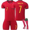 FTRGHNY Maglie da Calcio per Bambini Adulti 2025 Maglia Calcio Completo Magliette Completi Maglietta Completino Kit Allenamento Calcios Tuta T Shirt Pantaloncini e Calzini Antiscivolo