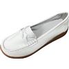 Generico Mocassini Donna Pelle Eleganti 35-43 EU con Basse Scarpe Comode Pianta Larga Senza Lacci Scarpe da Ballo Cerimonia Slip On Decollete Vintage Morbida Casual per Ufficio Primavera e Autunno,Bianco,38