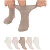 Footstar Calzini per diabetici (6 paia) senza cuciture senza elastico per uomo e donna, 6 paia di calzini corti beige, 39-42