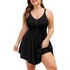 Vijamiy Costume Intero Donna Taglie Forti Costume da Bagno Sexy Scollo A V Push Up Costumi Donna Mare Gonna da Bagno con Pantaloncini Swimsuit Skirt Beachwear L-4XL
