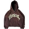 Glamidea Giacca con Cappuccio Y2K da Donna con Cerniera Stile Gothic Punk Moda Stampata Inverno Manica Lunga con Tasche Giacca Largo Streetwear per Il Tempo Libero