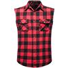 Iris Sprite - Camicia da uomo senza maniche a quadri, in flanella, stile casual, con bottoni, vestibilità ampia con tasca, M