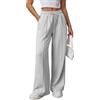 OLIPHEE Pantaloni Tuta Donna Larghi Lunghi con Tasche e Coulisse Pantaloni Donna Jogging Autunno con Elastico in Vita Tinta Unita Casual Yoga Sweatpants Baggy Grigio Chiaro M