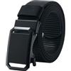 LionVII Cintura Uomo, Cintura Nylon Uomo Cricchetto Automatica Fibbia 38mm,Trim Regolabile per Adattars [130 cm L x 3,8 cm W] Nero
