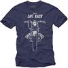 MAKAYA Maglietta Uomo - Cafe Racer R100 - T-Shirt Moto Regalo Motociclista Blu Taglia L