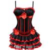Josamogre Corsetto Bustino con Gonna Tutu Donna Pizzo Fiori Tracolla Gothic Lingerie Sexy Burlesque Natale Nero Rosso S