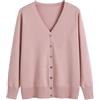 Generic Maglione Ampio da Donna in Cotone Mercerizzato con Bottoni in Tinta Unita con Giacca Cardigan Giacchetto Donna Invernale Giacca Invernale Donna (Pink, M)