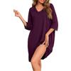 Uniexcosm Camicia da Notte, Camicia Notte Donna Cotone Modale in Pizzo Scollo a V con Tasca Manica a 3/4