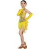 Generico Vestito Latino Americano Bambina Abito da Ballo con Paillettes e Frange Body con Gonna Set con Manicotti e Collana Costume di Danza per Gara Spettacolo Vestiti Ballerine per (Yellow, 7-8 Years)