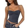FOFAINWE Top da donna senza maniche scollo a cuore Crop canotta senza schienale spalline plissettate Y2K Camis
