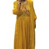 Sambhav Quilt Hub Set da donna con Kurta e pantaloni ricamati Anarkali con stampa in cotone Malmal Dupatta e pizzo, Giallo, Large