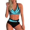 Yutdeng Due Pezzi Costume da Bagno Donna Curvy Bikini Mare Regolabile Halter Costumi a Vita Alta Tankini Trikini Donna Mare,Multicolor,S