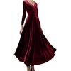 Kobilee Vestito Elegante Donna da Sposa Cocktail Sexy Abiti Cerimonia Abito Sera Taglie Forti Invernale Velluto Lungo Curvy Capodanno Vintage Rosso Vestiti