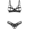 Selente Love & Fun Suadente Completo Intimo a 4 Pezzi: Reggiseno, Reggicalze, Tanga ed Esclusiva Benda per Occhi in Raso. Made in EU.