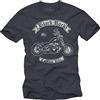 MAKAYA Maglietta Moto - T-Shirt Biker Uomo - Regali per Lui Anarchy Blu Grigio L