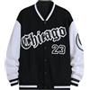 Vagbalena Giacca College da Uomo Vintage Street Letter Varsity Jacket Giacca da Baseball Stampata con Bottoni a Maniche Lunghe Giacca da Lavoro Autunnale con Blocco dei Colori (Nero,XXL)