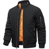 HOOD CREW Bomber da uomo Autunno Inverno Caldo Giacca Imbottita con Cerniera Casual Leggera Giacca da mezza stagione Cappotti con Tasca, Nero , L