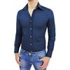 AK collezioni Camicia Uomo Sartoriale Blu Scuro Slim Fit Aderente Maniche Lunghe Casual Elegante