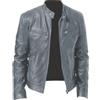 OHXSM Giacca da Uomo in Pelle Con Colletto Rialzato - Giacca da Moto in Ecopelle Casual Con Tasche Con Cerniera - Leggera per Autunno Inverno