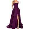 BOTCAM Abito da donna elegante e lungo, con tasche, in raso, linea ad A, schiena scoperta, abito da sposa, abito da sera, sexy, con allacciatura al collo, spaghetti, lungo, principessa, damigella d'onore
