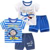 NautySaurs Set Abbigliamento Estivo per Bambini 4 Pezzi Magliette e Pantaloncini Maglietta a Righe e Pantaloncini, Bianco e blu., 4 anni