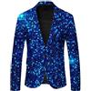 Mymyguoe Emcee - Giacca da uomo con paillettes 3D, con stampa colorata, con paillettes, per matrimoni, feste, performance, in discoteca, Blu, L