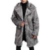 Duohropke Cappotto di pelliccia lungo da uomo in pelliccia sintetica cappotto di pelliccia invernale caldo finta pelliccia giacca a tunica cappotto pelliccia pelliccia risvolto manica lunga giacca