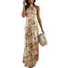 Suncolour Donna Abiti Lunghi da Donna 2024 con Scollo all'Americana e Stampa Floreale Maxi Abito Senza Schienale Collo a Lupetto da Donna
