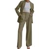 Leaomuny Tailleur Donna Elegante Curvy Matrimonio Blazer Cerimonia Oversize Completo con Pantalone Palazzo Primavera Giacca Comunione 2 Pezzi Business Suit con Risvolto per Matrimoni E Feste
