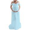 vewoza Abito premaman per fotografia Chiffon Off-Spalla Elegante Abito Anteriore Spacco Lungo Abiti Gravidanza per Photoshoot