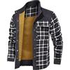 Duohropke Holzfäller - Camicia termica da uomo imbottita con cappuccio a quadretti in pile teddy flanella a maniche lunghe con cerniera camicia a quadretti camicia con cappuccio giacca-camicia camicia da