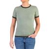 Marenza Girocollo Donna Manica Corta Bicolore Misto Cashmere Seta Made in Italy Maglione Paricollo Pullover Maglia Mezza Manica Lana Merino Cachemire Maglioncino Beige Blu Grigio Regalo (S, Verde)