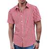 COOFANDY Camicia da uomo a quadretti, a maniche corte, per il tempo libero, vestibilità normale, casual