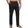 Suwangi Pantaloni Lino Uomo Pantaloni Casual Lunghi Lino Pantalone da Spiaggia Estivi Vacanza Calzoni Yoga Elastica con Tasche