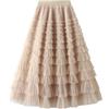Jemsia Gonna da donna in tulle midi con volant gonna a più livelli elegante elastica a vita alta sottoveste a rete tutù lungo gonne fluide per ballo di fine anno ritorno a casa festa di compleanno,