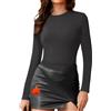 SHAPERIN Maglia Girocollo a Manica Lunga Donna Maglietta Termica T-Shirt Top Aderente Tinta Unita Canotta Intima Caldo, Grigio Scuro, XXL