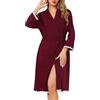 Sopesil Accappatoio Donna Leggero con Maniche 3/4 e Tasche Kimono con Scollo a V Lunghezza Sotto il Ginocchio Ideale per Spa Sauna e Casa Bordeaux XXL
