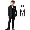 QUELDRA Completo da Ragazzo Abito Aderente con Blazer, Gilet, Pantaloni, Bretelle e Papillon Abiti da Festa di Nozze 4-14 Anni