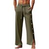 Generic Pantaloni da spiaggia casual da uomo con bottoni laterali elasticizzati pantaloni da jogging elasticizzati in vita pantaloni estivi da spiaggia pantaloni da yoga vestibilità ampia traspirante