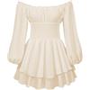 Jinitaimei Vestito Pirata Donna, Costume Pirata Donna, Senza Spalline, Mini Abito con Pantaloncini Integrati, a Maniche Lunghe, con Volant, Linea A, 2 in 1, Abito Corto Estivo Boho, Bianco
