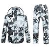 Freiesoldaten Uomo/Donna Giacca impermeabile/Pantaloni tuta antivento Cappotto/pantaloni Set Moto impermeabile con cappuccio a scomparsa