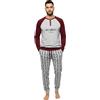 Baci e Abbracci Pigiama Uomo Invernale Lungo in 100% Caldo Cotone Interlock Completo Notte 2 Pezzi con Polsini Elastici per Casa e Relax