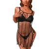 Tinetill Abito da Spiaggia in Rete Trasparente con Strass - Copricostume per Bikini, Rave Festival, Sottoveste Nero - Streetwear Clubwear