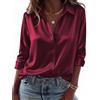 Zeagoo Camicia da Donna in Raso Maniche Lunghe Elegante Blusa da Lavoro | Camicetta in Seta, Scollo a V Blusa con Bottoni , Maglietta Basic in Raso, per Business Ufficio Feste